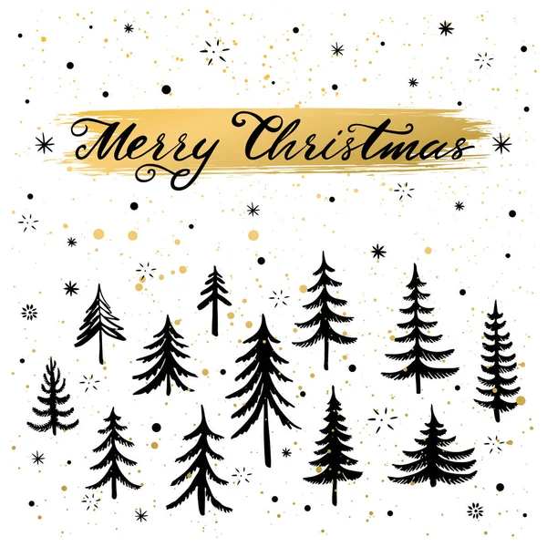 Noel tebrik kartı. El yazı çekilmiş. Vektör çizim.