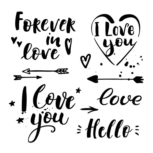 Te quiero. Te quiero. ¿Hola? Siempre enamorada. Letras dibujadas a mano. Ilustración vectorial . — Vector de stock