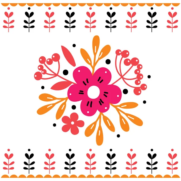 Tarjeta con flores estilizadas sobre fondo blanco. Ilustración vectorial . — Archivo Imágenes Vectoriales