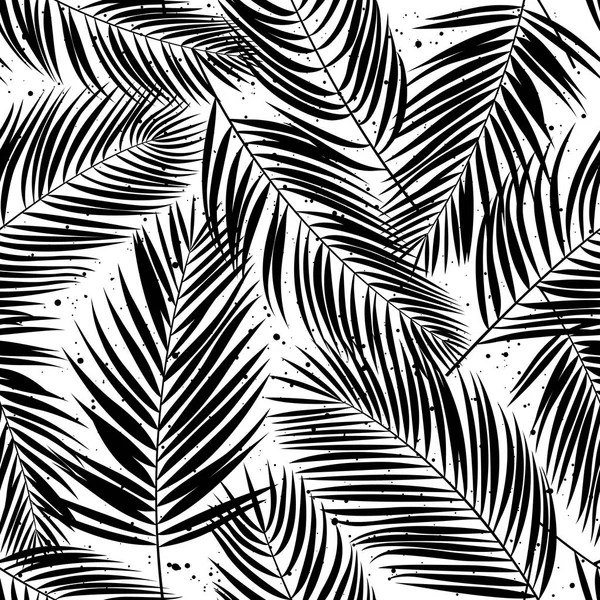 Seamless mönster med palm lämnar. Tropiska bakgrunden. Vektorillustration. — Stock vektor