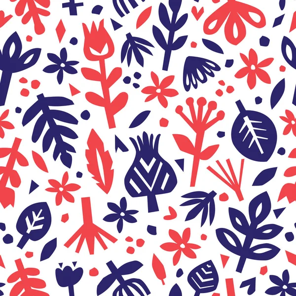 Бесшовный Абстрактный Цветочный Фон Ботанический Векторный Рисунок Бумажные Цветочные Элементы — стоковый вектор