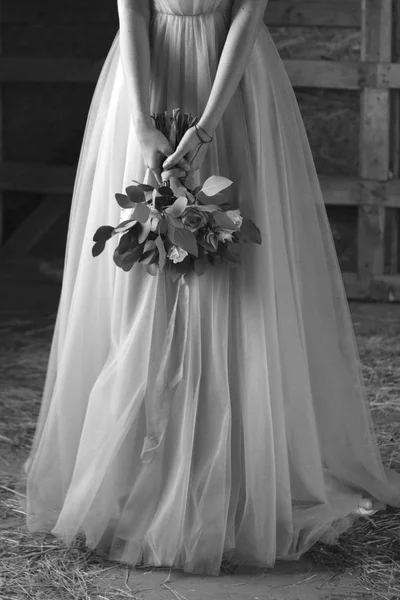 The bride\'s bouquet. Black and white. Close-up.