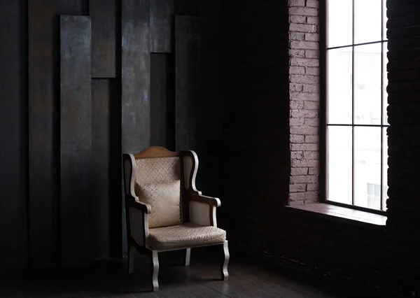 Antik fotel ablak szék szoba dekoráció tervezés vintage mod Stock Kép
