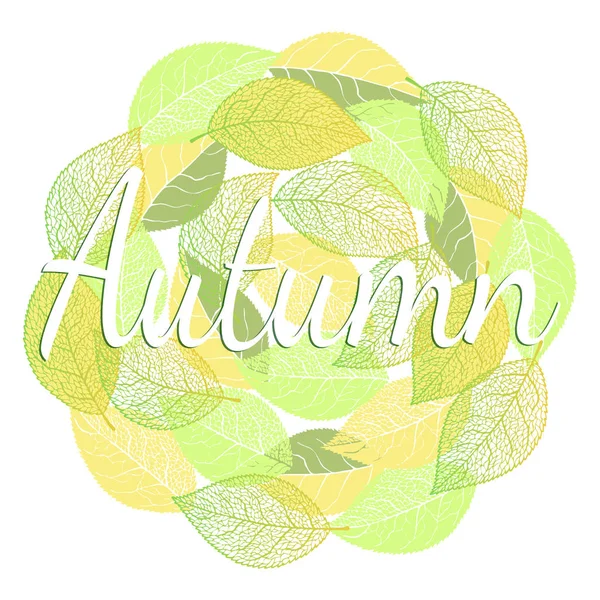 Vektorillustration. Farbe rund Fleck aus Spitze verschiedene Herbstblätter. lizenzfreie Stockillustrationen