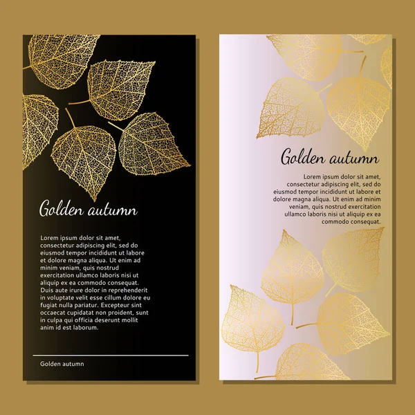 Vektor modernes Blumenmuster für Designkarten, Einladungen, Banner. schöne goldene Herbstblätter auf schwarzem und weißem Hintergrund. lizenzfreie Stockvektoren