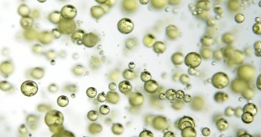 vitamin ya da sıvı vitaminler birbirleri ile karışık ve sağlıklı cilt için bir reçete oluşturmak bir araya gelip yavaş yüzen diğer parçacıklar parçacıkların