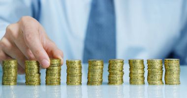 Bir işadamı bir takım elbise ve kravat onu daha önce birçok altın sikke yığını var. İşadamı sayar ve parayı dikkatli izle. Konsept: yatırım bankaları, borsa, emeklilik ve özel kredi.