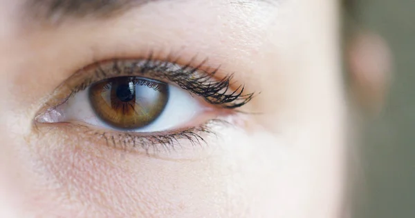 Perfekte Frau braune Augen Makro in einer sterilen Umgebung — Stockfoto