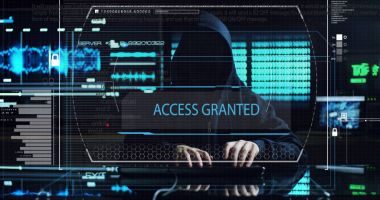 Hacker sistemi güvenlik şifresini bulmak için kodları ve numaraları kullanarak girmek için çalışır. Hacker oturum açma bilgilerini çalmak için yazılım girer. Konsept: üstün teknoloji, Artırılmış gerçeklik