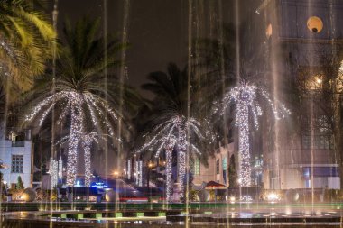 Dubai Yat Limanı yürüyüş çeşme gece, Birleşik Arap Emirlikleri