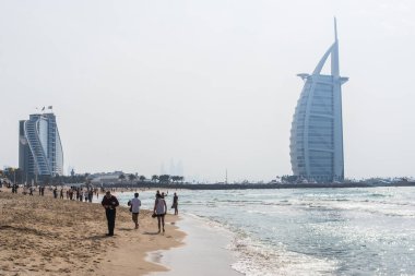 Burj Al Arab otel plaj manzarası, Dubai, Birleşik Arap Emirlikleri