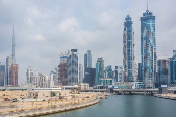 Dubai Water Canal skyscrapers view