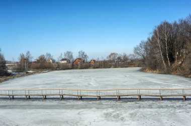 Pastoral ahşap köprü Köyü '