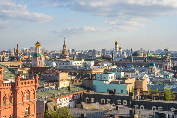 Aerial roof view in historical center of Moscow