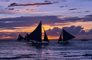 Güzel gün batımı Boracay beyaz Beach, Filipinler