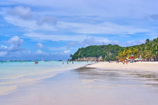 Fehér strandra néző, Boracay, Fülöp-szigetek — Stock Fotó