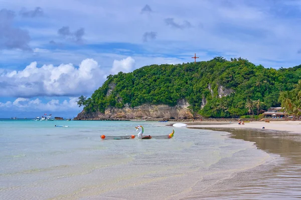 Vista de praia branca em Boracay, Filipinas — Fotografia de Stock