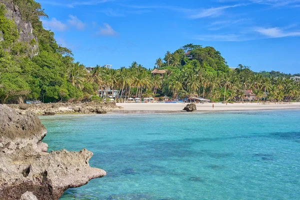 Bílá pláž pohled na Boracay, Filipíny — Stock fotografie