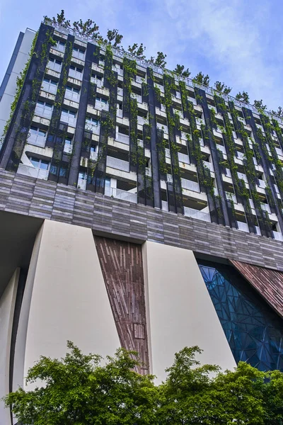 Moderne Gebäude grüne Öko-Fassade — Stockfoto