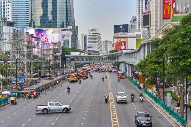 Bangkok, Tayland - 28 Aralık 2017: Şehir merkezine yol hava v