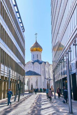 Moskova, Rusya - 9 Nisan 2018: Modern iş bölgesi beyaz kare