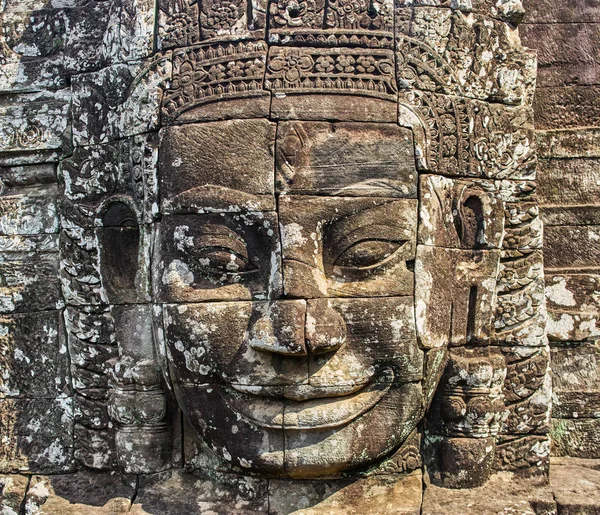 Rostos de pedra no Templo Bayon, Siem Reap, Camboja — Fotografia de Stock