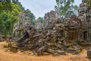 Ta Som Tapınağı eski harabe duvarlar, Angkor alan, Kamboçya