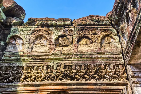 柬埔寨暹粒 Preh 汗寺浮雕 — 图库照片