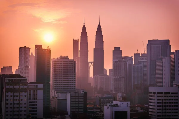 Beautiful Sunrise Landscape Aerial Kuala Lumpur Skyline Malaysia — Stock Photo, Image