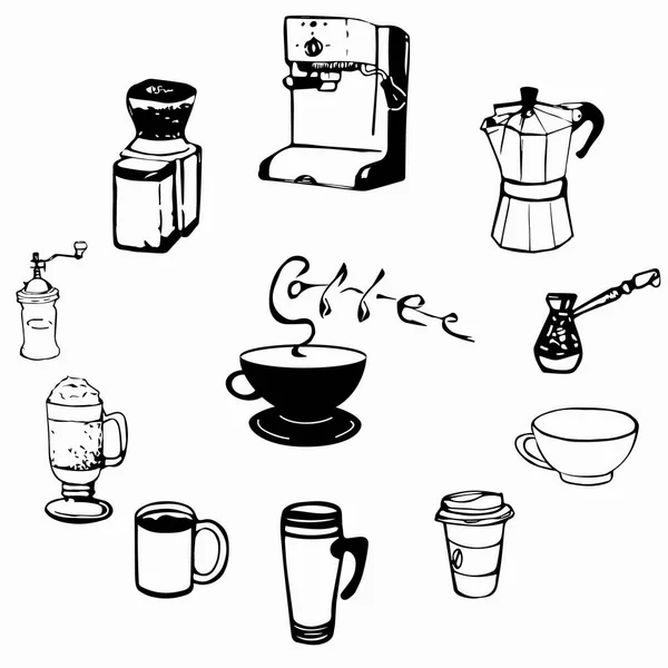 Kaffe utrustning illustration. — Stock vektor