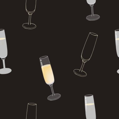 Sparkled wine glass seamless pattern. clipart