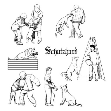 Çalışan köpek çizimler.