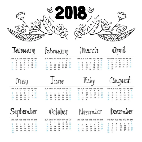 Календар на наступний рік і квіткові прикраси . — стоковий вектор