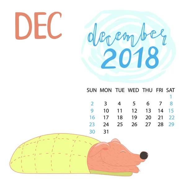 Календар на грудень 2018 року . — стоковий вектор