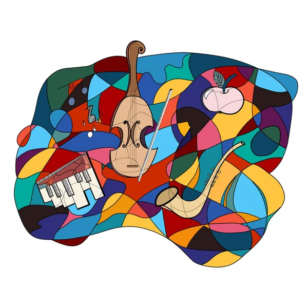 Colorful abstract illustration with musical elements. — Stock Vector