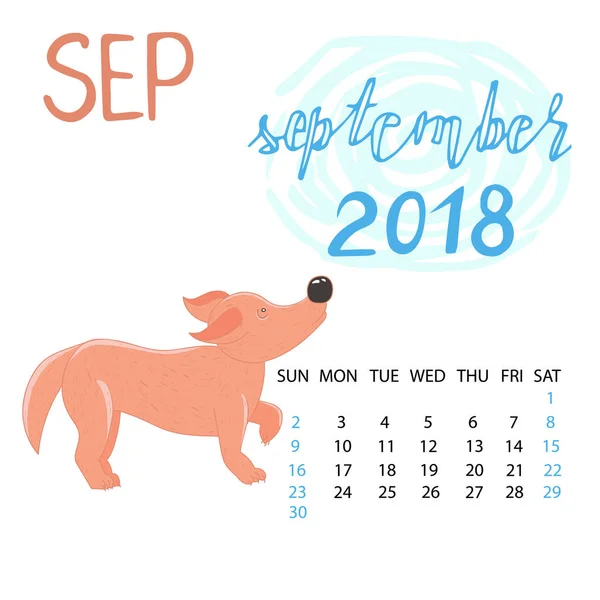 Календар на вересень 2018 року . — стоковий вектор