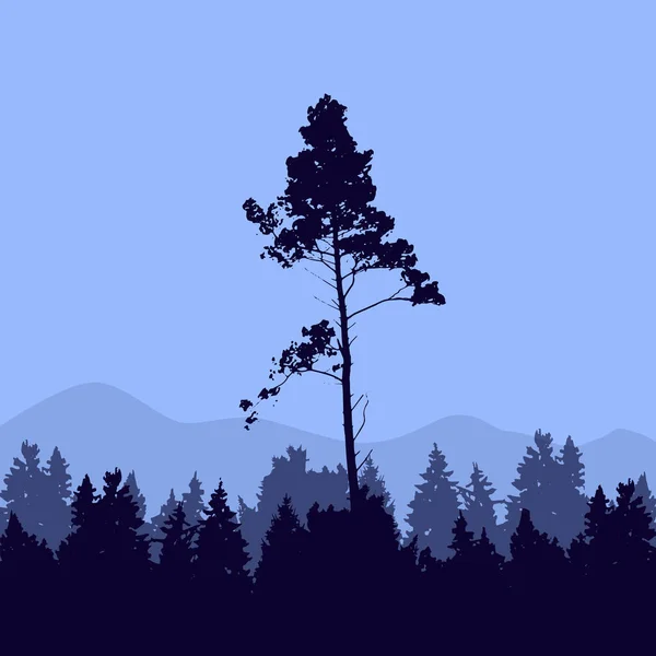 Modèle vectoriel silhouette arbres forestiers . — Image vectorielle