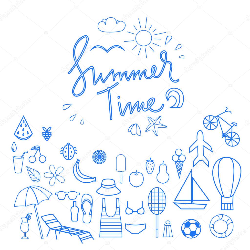 Summer time icon set.