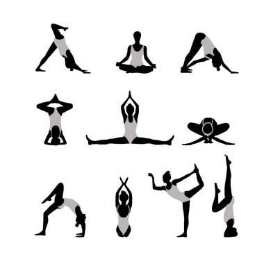  Yoga asana uygulama koleksiyonu. 