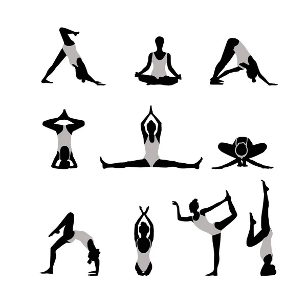 Colección de práctica de yoga asana . — Vector de stock