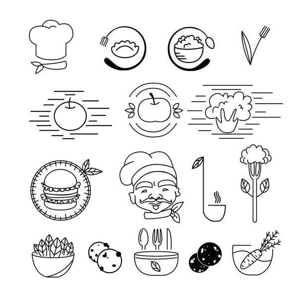 Vegetarian food logo elements. — Stock Vector