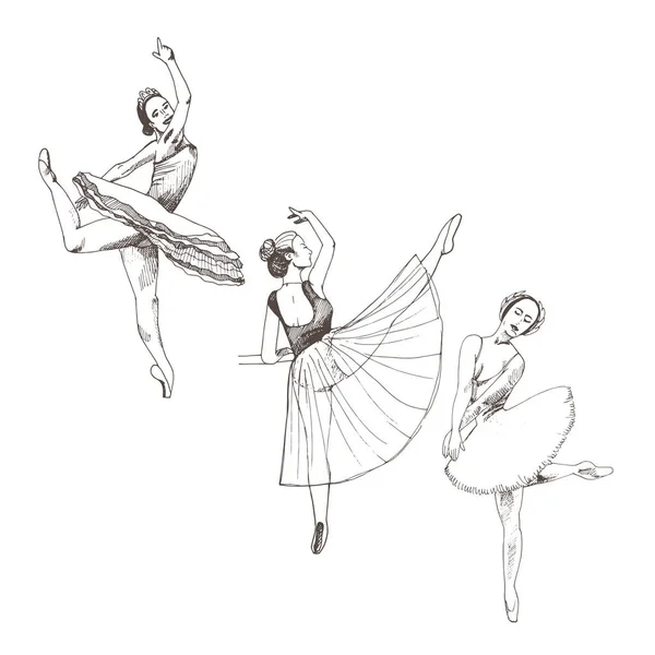 Ballerine dansant isolé sur fond blanc . — Image vectorielle