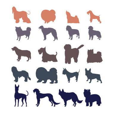 Dog silhouettes isolated on white background. clipart