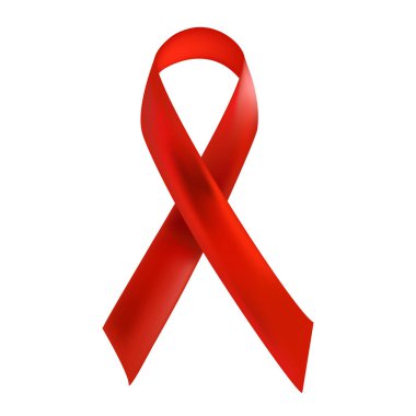 AIDS kırmızı kurdele beyaz zemin üzerine izole. 