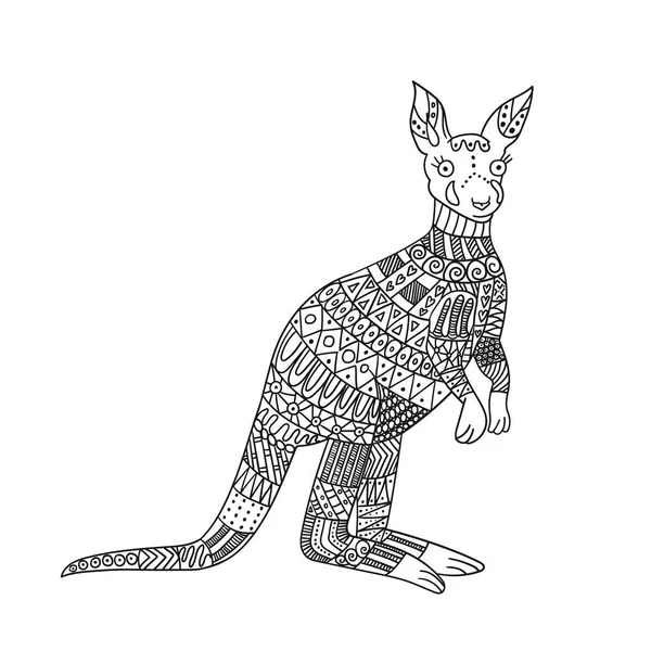 Beyaz arka plan üzerinde izole stilize kanguru. — Stok Vektör