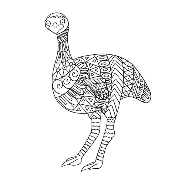 Pássaro emu estilizado isolado no fundo branco . — Vetor de Stock