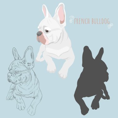Köpek siluet ve el safkan köpek çizilmiş kroki.
