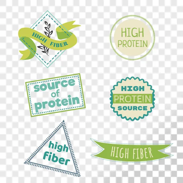 High fiber label collection isolated on transparent background. — Stock Vector