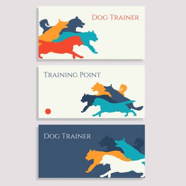 Dog sport leaflets. Trainer business cards. clipart
