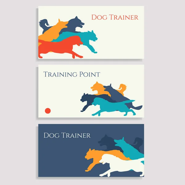 Dépliants sport pour chien. Cartes de visite formateur . — Image vectorielle